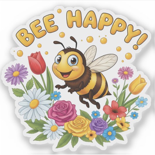 Bee Happy Sticker (Voorkant)