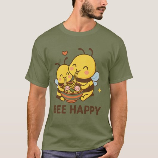 Bee Happy Sticker - Schattigee bijen delen Ramen T-shirt (Voorkant)