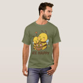 Bee Happy Sticker - Schattigee bijen delen Ramen T-shirt (Voorkant volledig)