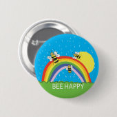 Bee Happy Summer regenbow sunshine bijen honing Ronde Button 5,7 Cm (Voorkant /achterkant)