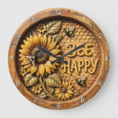 Bee Happy Sunflower Garden Grote Klok (Voorkant)