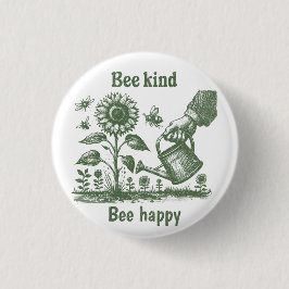  Bee Happy  Sunflower Gardening for Urban gardener Ronde Button 3,2 Cm