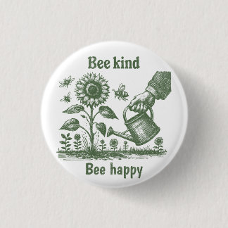 Bee Happy Sunflower Gardening for Urban gardener Ronde Button 3,2 Cm