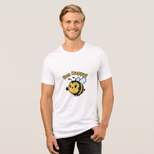 Bee Happy! Tri-Blend Shirt (Voorkant volledig)