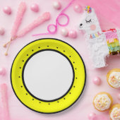 Bee Happy Yellow Black Polka stippen Papieren Bordje (Feest)