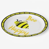 Bee Happy Yellow Bumble Papieren Bordje (Gekanteld)