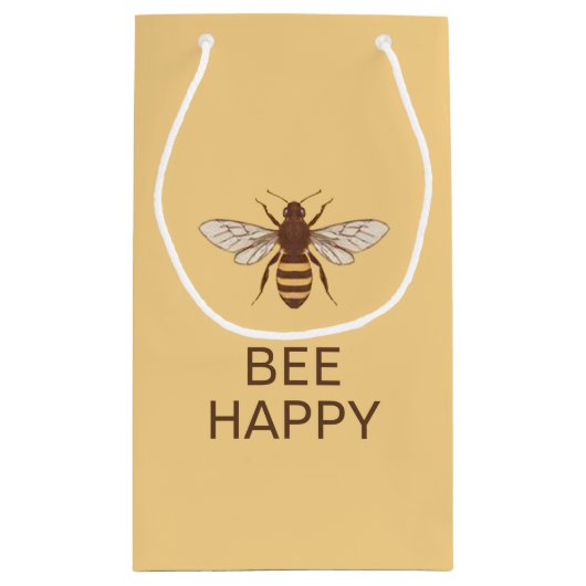 BEE HAPPY YELLOW CANVAS TAS met QUEEN BEE Klein Cadeauzakje (Achterkant)