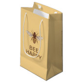 BEE HAPPY YELLOW CANVAS TAS met QUEEN BEE Klein Cadeauzakje (Voorkant Gekanteld)