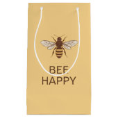 BEE HAPPY YELLOW CANVAS TAS met QUEEN BEE Klein Cadeauzakje (Voorkant)