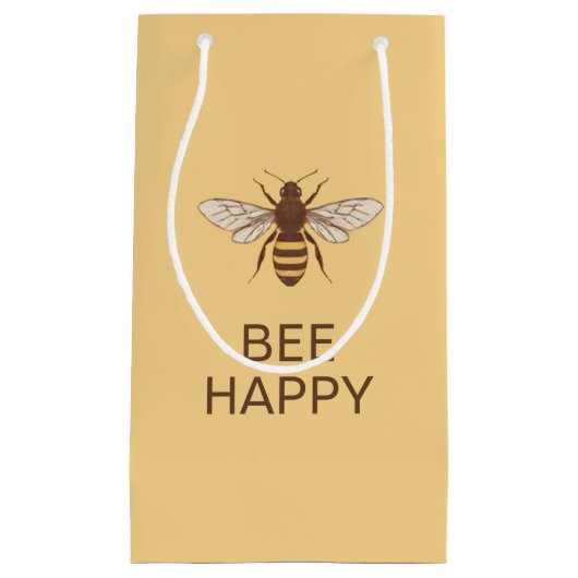 BEE HAPPY YELLOW CANVAS TAS met QUEEN BEE Klein Cadeauzakje (Voorkant)