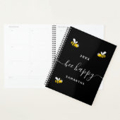 Bee Happy zwarte schattige hommel bijen monogram Planner (Display)