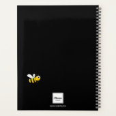 Bee Happy zwarte schattige hommel bijen monogram Planner (Achterkant)