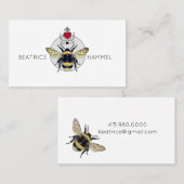 Bee Heart Wings Social Calling Card Visitekaartje (Voorkant / Achterkant)