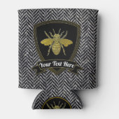 Bee Herringbone Tweed Pattern Jouw tekst Blikjeskoeler (Voorkant)