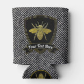 Bee Herringbone Tweed Pattern Jouw tekst Blikjeskoeler (Achterkant)