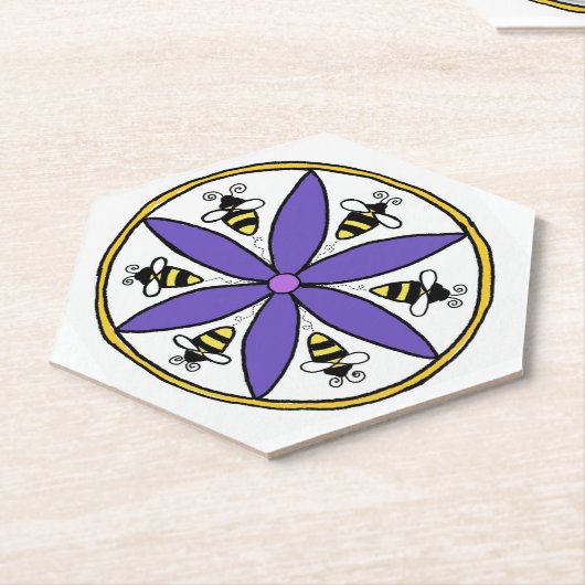 Bee Hex Sign Onderzetter (Schuin)