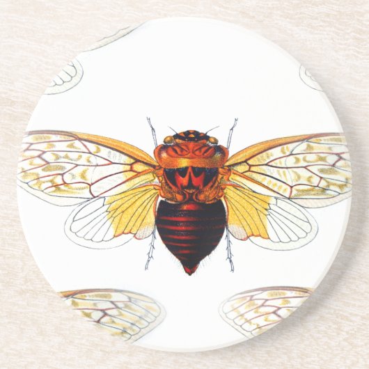 bee hibiscusgarde art zandsteen onderzetter (Voorkant)