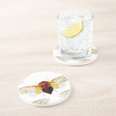 bee hibiscusgarde art zandsteen onderzetter (Zijkant)