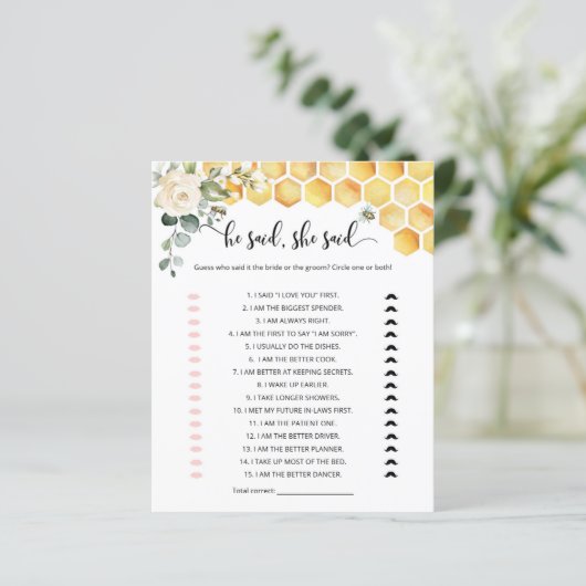 Bee Hij zei dat ze vrijgezellenfeest game zei (Staand voorkant)