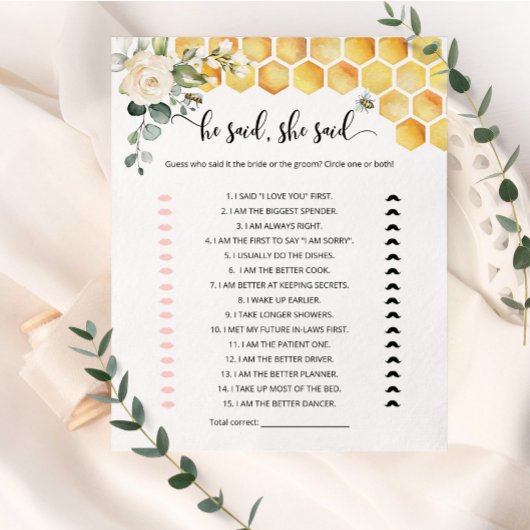 Bee Hij zei dat ze vrijgezellenfeest game zei