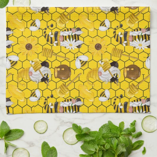 Bee Hive Gnomes Pattern Theedoek (Gevouwen)