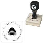 BEE HIVE ROUND RETURN ADDRESS RUBBER STEMP RUBBERSTEMPEL (Gestempeld)