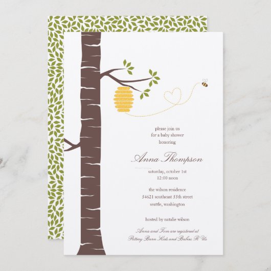 Bee Hive Shower/ partijuitnodiging Kaart (Voorkant / Achterkant)