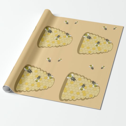 Bee Hive Wrapping Paper Cadeaupapier (Uitgerold)