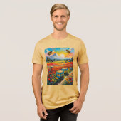 Bee Hives Poppies And Bees With Vibrant Sunrise Tri-Blend Shirt (Voorkant volledig)