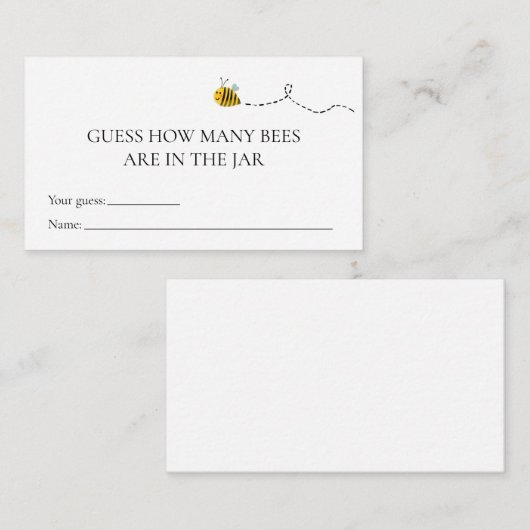 Bee Hoeveel Bijen Baby shower Game Card Informatiekaartje (Voorkant / Achterkant)