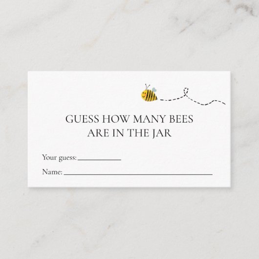 Bee Hoeveel Bijen Baby shower Game Card Informatiekaartje (Voorkant)