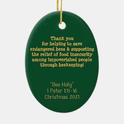 BEE HOLY kersthoningbijen Keramisch Ornament (Achterkant)