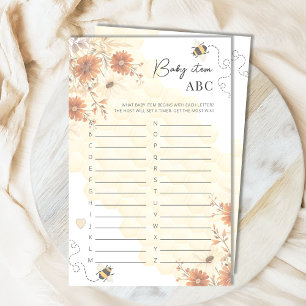 Bee Honey Boho Baby shower Item ABC spel