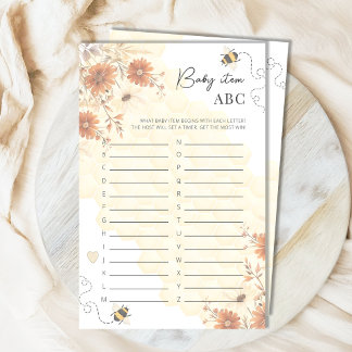 Bee Honey Boho Baby shower Item ABC spel