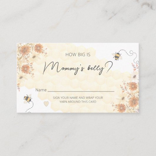 Bee Honey Boho Wildflower Hoe groot is de buik van Informatiekaartje (Voorkant)