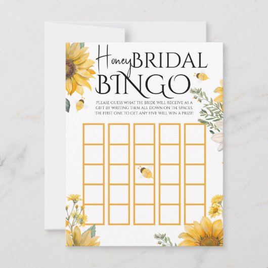 Bee Honey Bridal Shower Bingo Game Notitiekaartje (Voorkant)