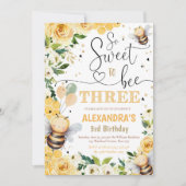 Bee Honey DRIE Verjaardagsuitnodiging Bee Honey Pa Kaart (Voorkant)