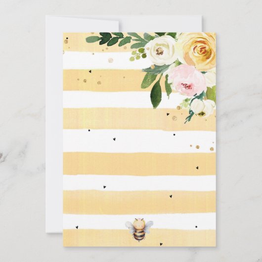 Bee Honey DRIE Verjaardagsuitnodiging Boho Meisje Kaart (Achterkant)