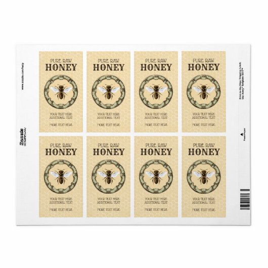 Bee Honey Jar 2 Etiket (Full Sheet)