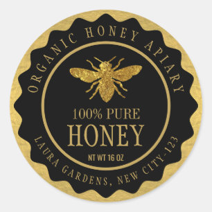 Bee Honey Jar Custom Label Gold