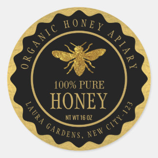 Bee Honey Jar Custom Label Gold