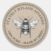 Bee Honey Jar Label Op Getextureerde Kraft (Voorkant)