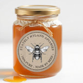  Bee Honey Jar Label Op Getextureerde Kraft