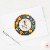 Bee Honey Jar Sticker Label - Dark Modern Floral (Envelop)