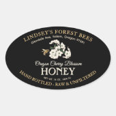 Bee Honey Label Hand gebotteld Raw Black (Voorkant)