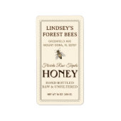 Bee Honey Label Hand gebotteld Raw Queenline (Voorkant)