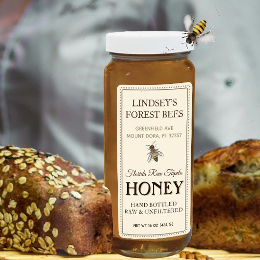 Bee Honey Label Hand gebotteld Raw Queenline