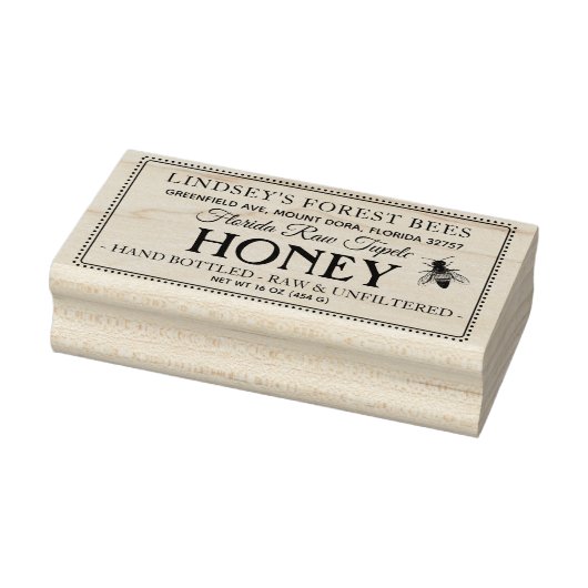  Bee Honey Label Hand gebotteld Raw Stamp Rubberstempel (Stempel)