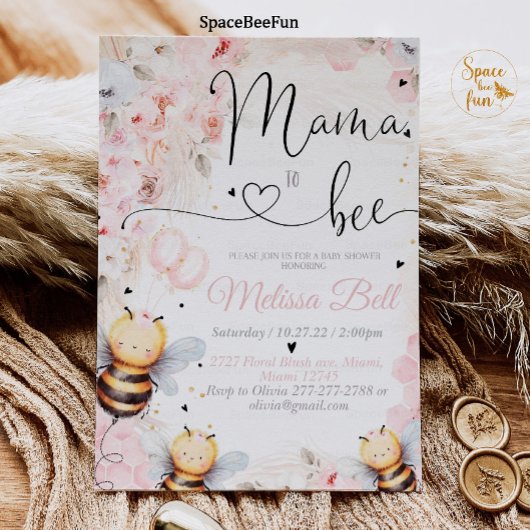Bee Honey uitnodiging Baby shower Mama om Baby te 
