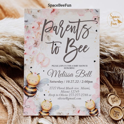 Bee Honey uitnodiging Baby shower Ouders om bij te